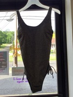 Silver Glitter Size M One Piece Bathing Suit
