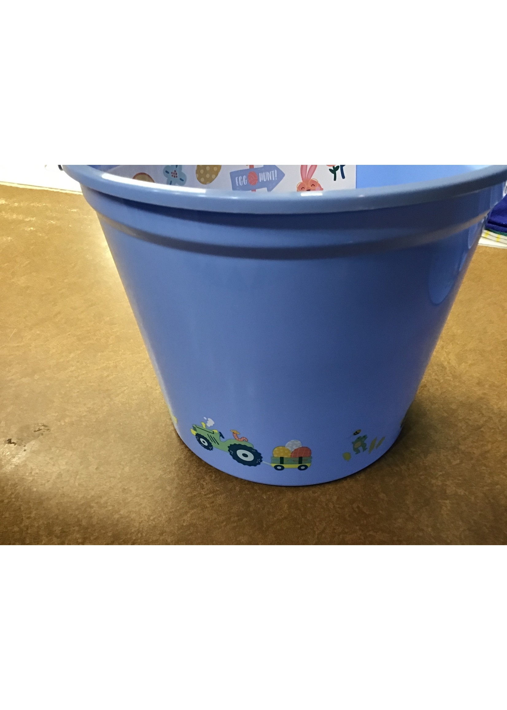 Jumbo Plastic Easter Bucket Printed Boarder with Stickers Blue - Spritz