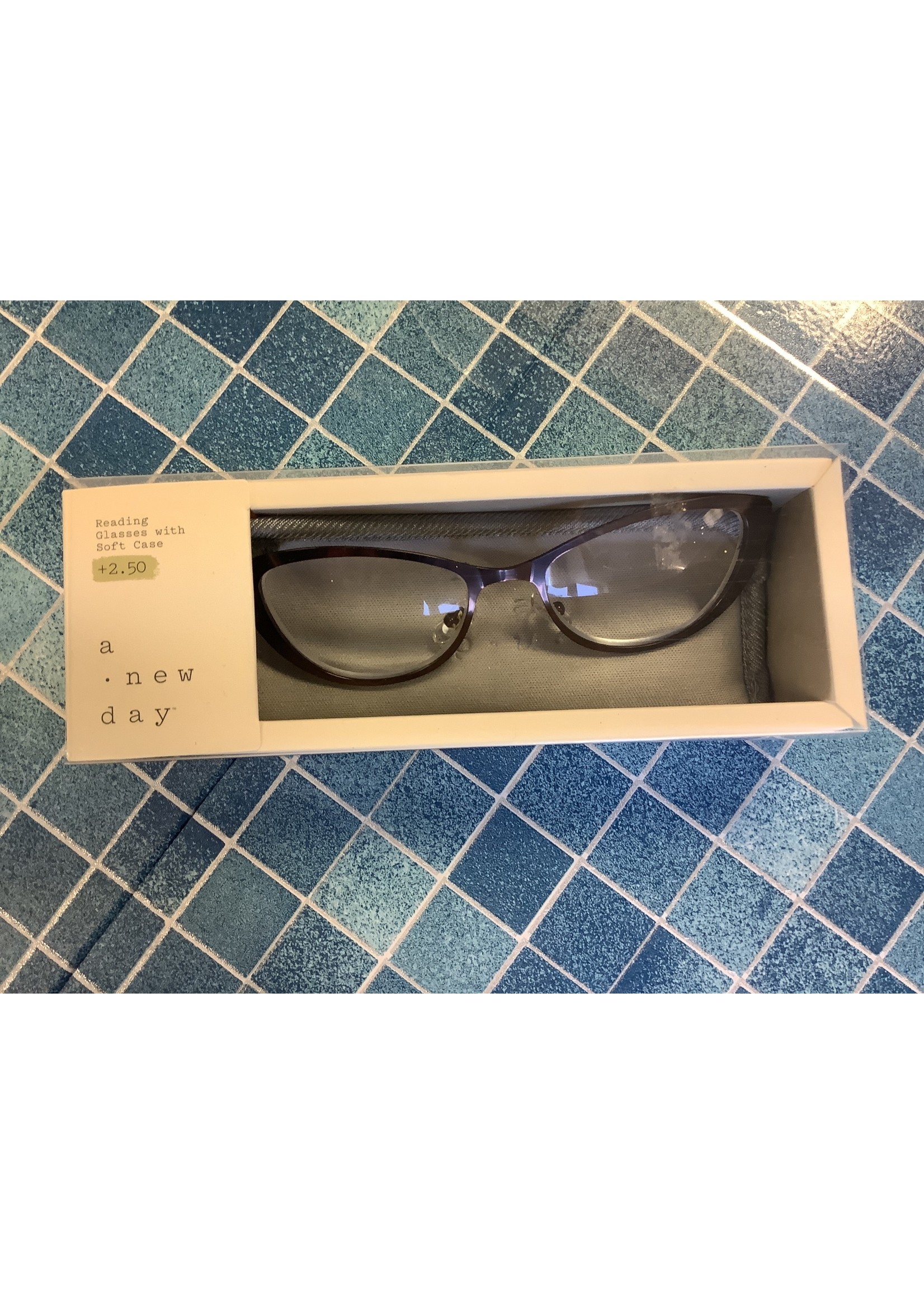 Women's Cateye Reading Glasses - A New Day Brown 2.5