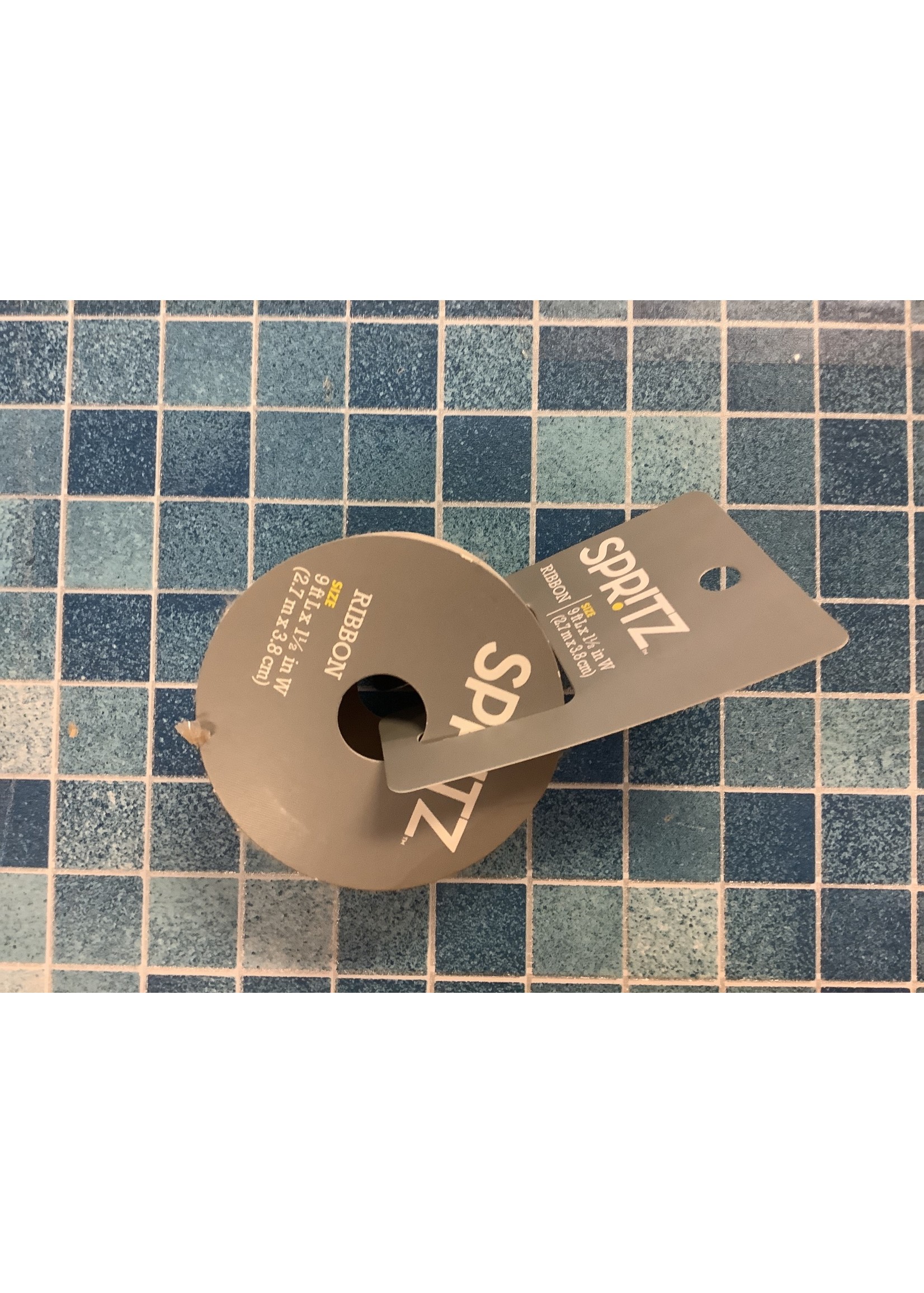 3'x1.5" Natural Fabric Frayed Edge Gift Wrap Ribbon Brown - Spritz