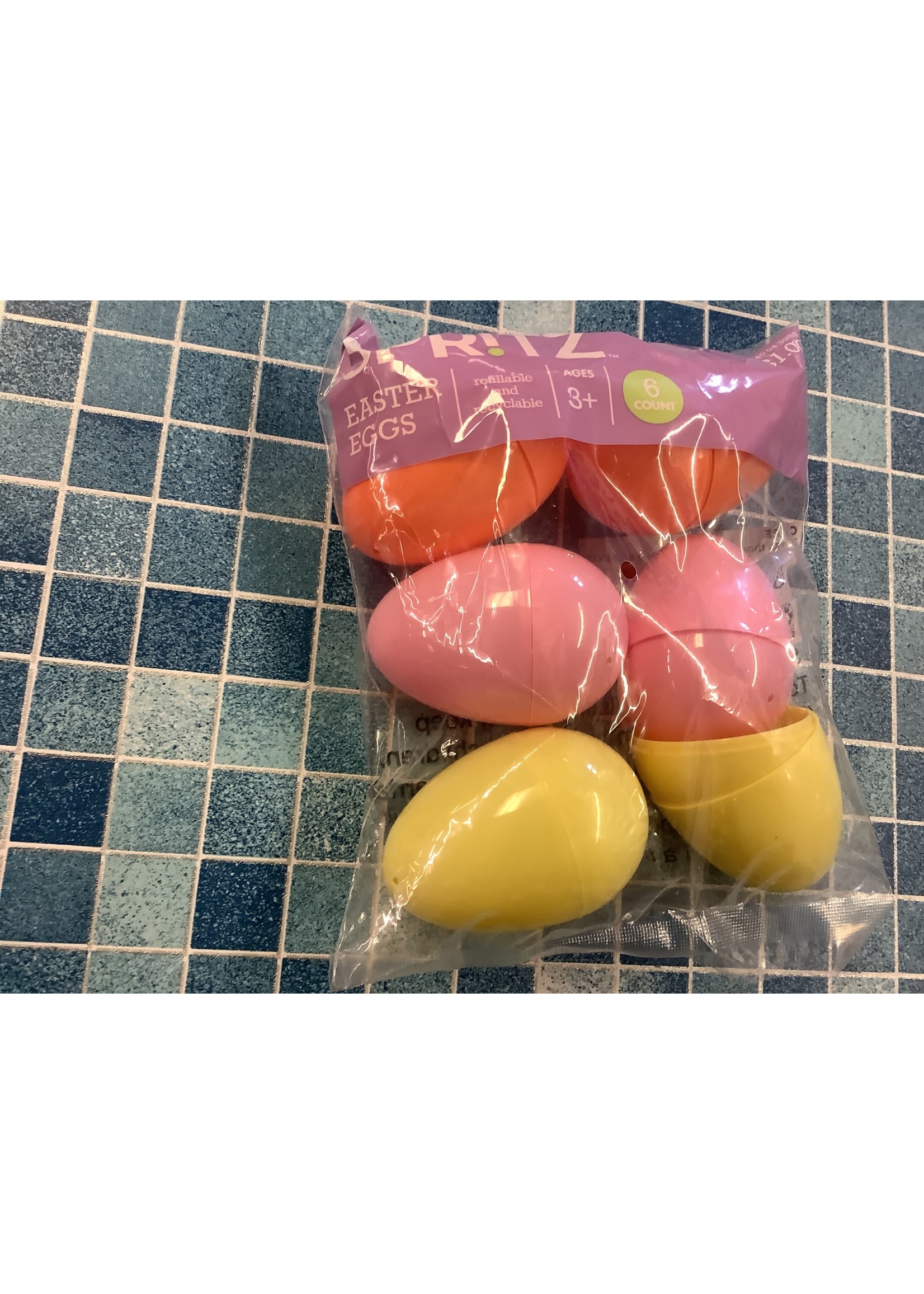6ct Plastic Easter Eggs Warm Colorway Pastel Yellow Pink Coral - Spritz