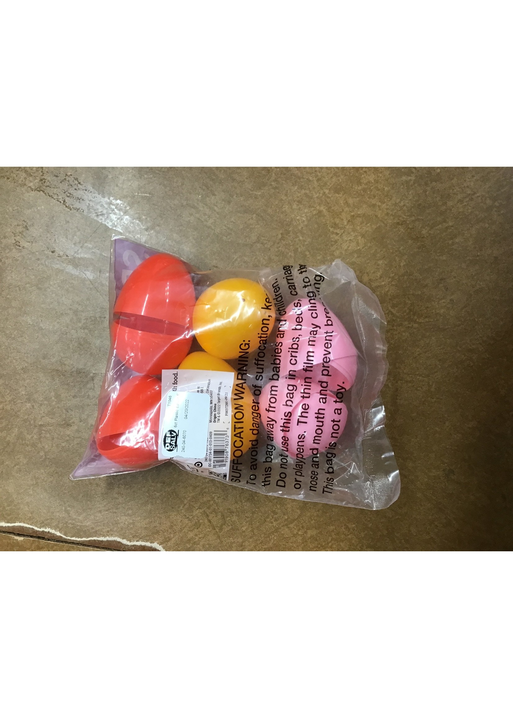 6ct Plastic Easter Eggs Warm Colorway Dark Pink Yellow Coral - Spritz