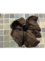 Silk black fringed scrunchie