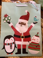Large Gift Bag Santa and Friends w/ glitter