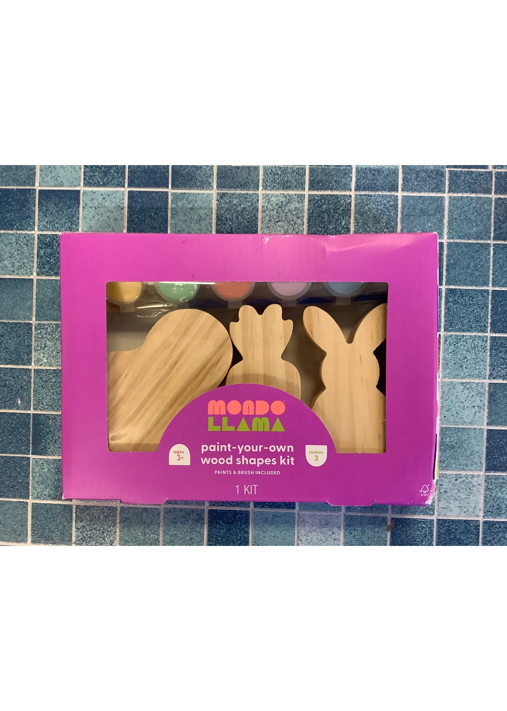 3pk Paint-Your-own Wood Easter Shapes Kit with Paints - Mondo Llama