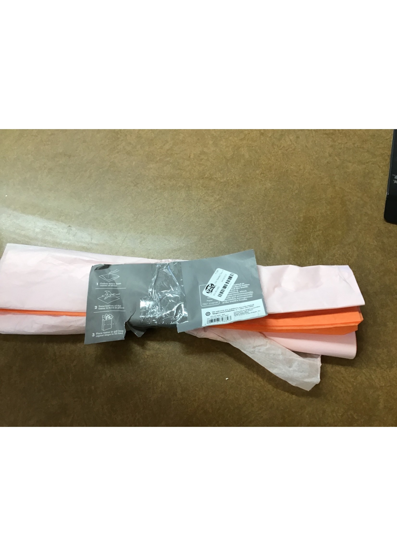 *damaged packaging* 20ct Banded Tissues Pink/Peach/Orange - Spritz