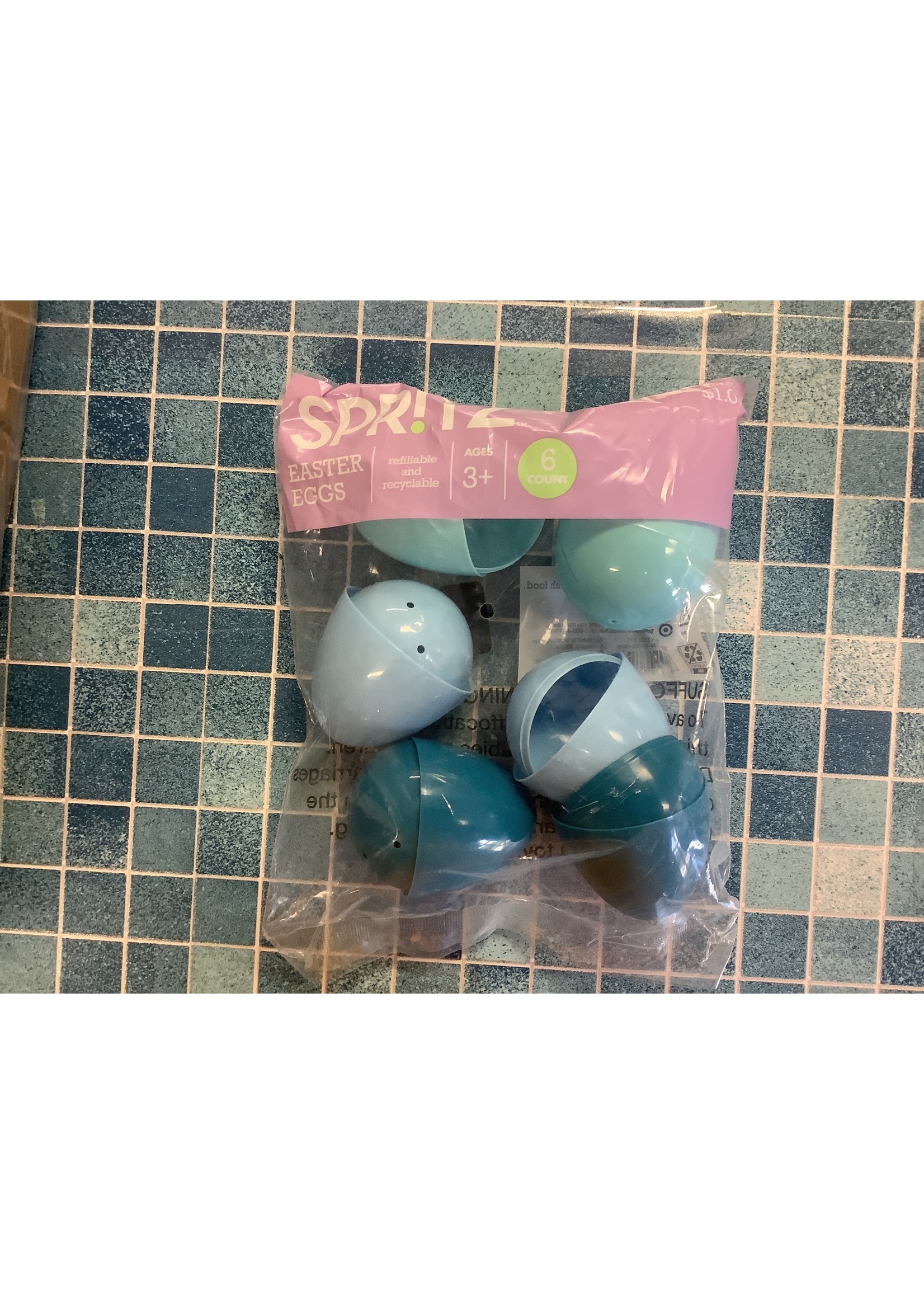 6ct Plastic Easter Eggs Cool Colorway Shades of Blue - Spritz