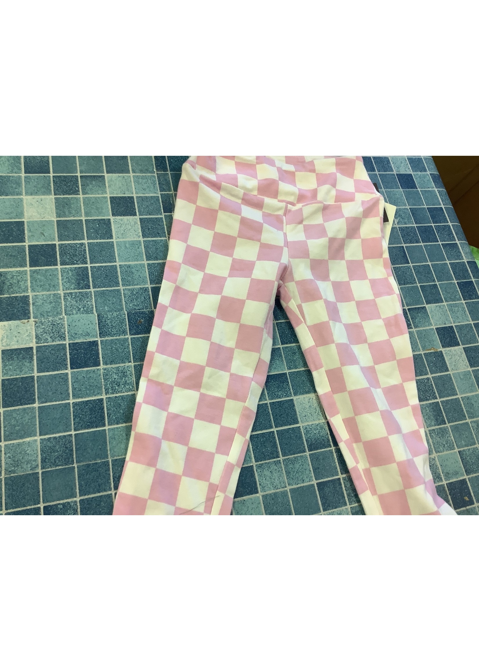 Kids pink and white checkered pants XS