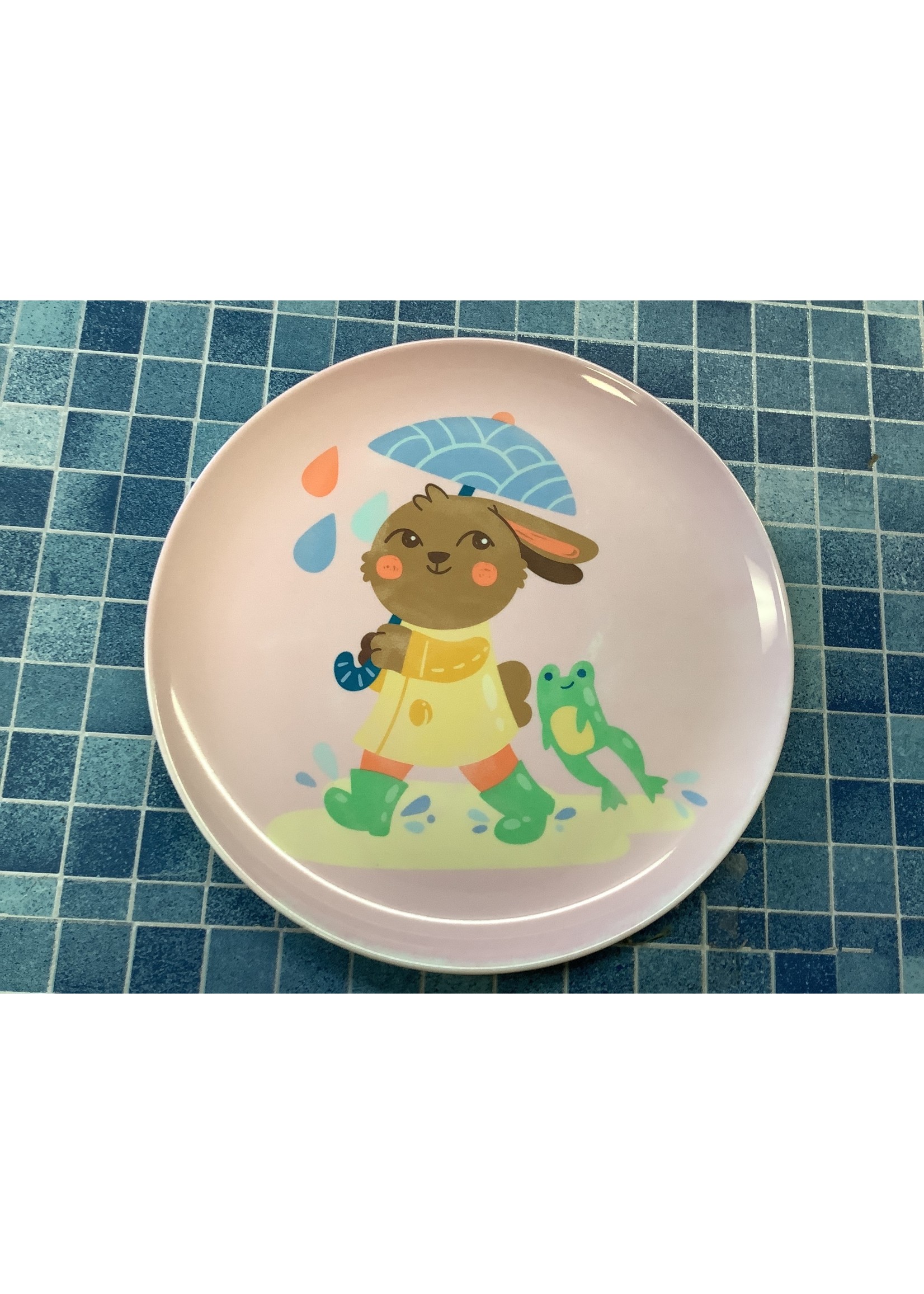 Spring Pink Bunny Plastic Plate