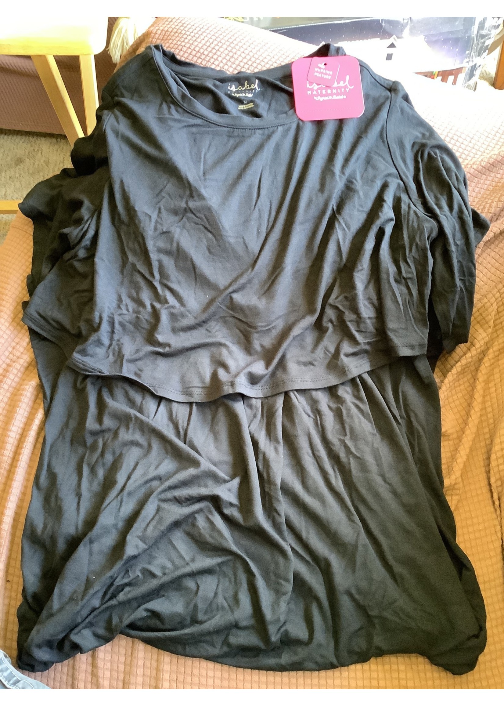 Isabel Maternity M Ebony Dress w/ Nursing Feature