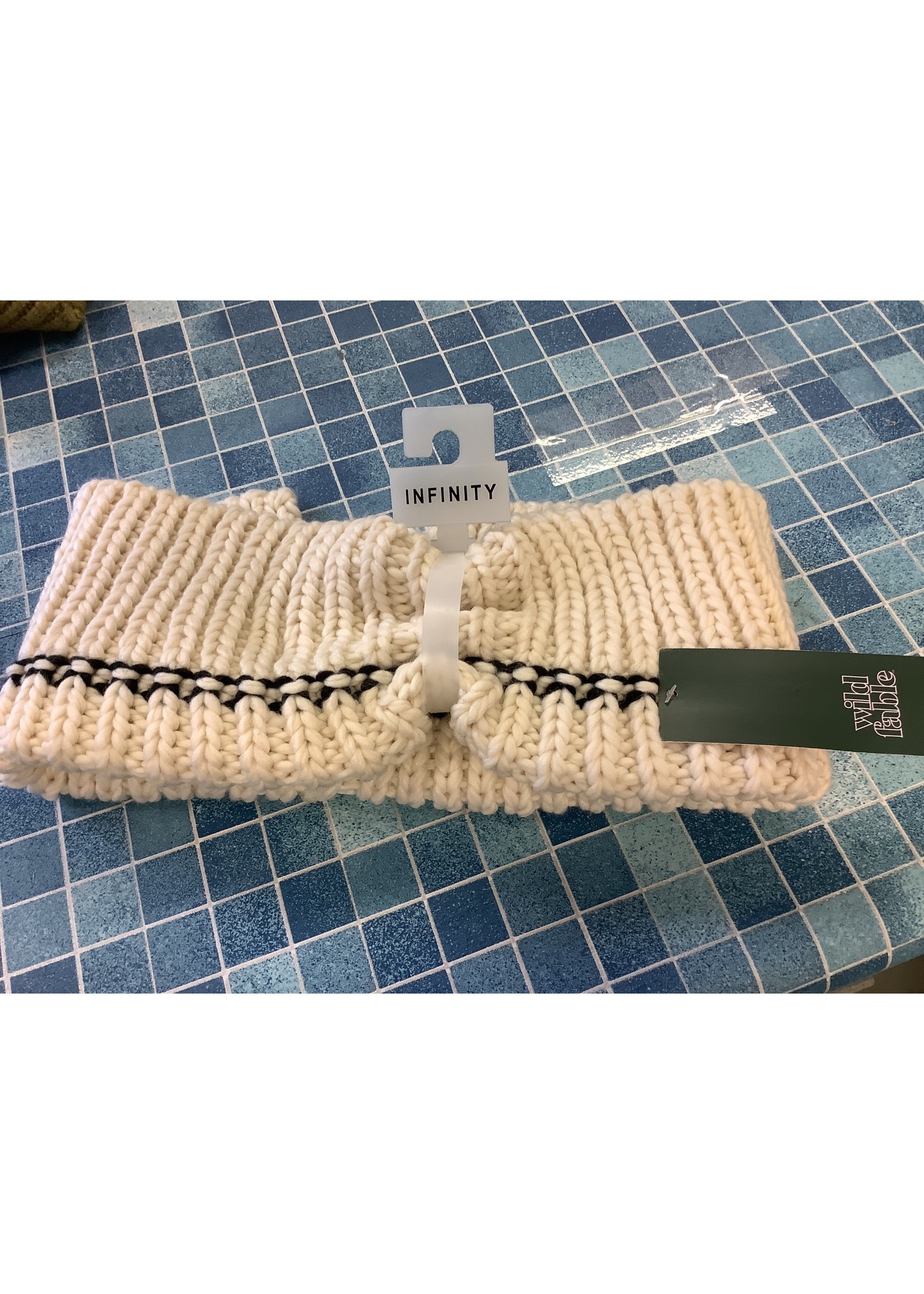 Women's Striped Knit Cowl - Wild Fable Cream