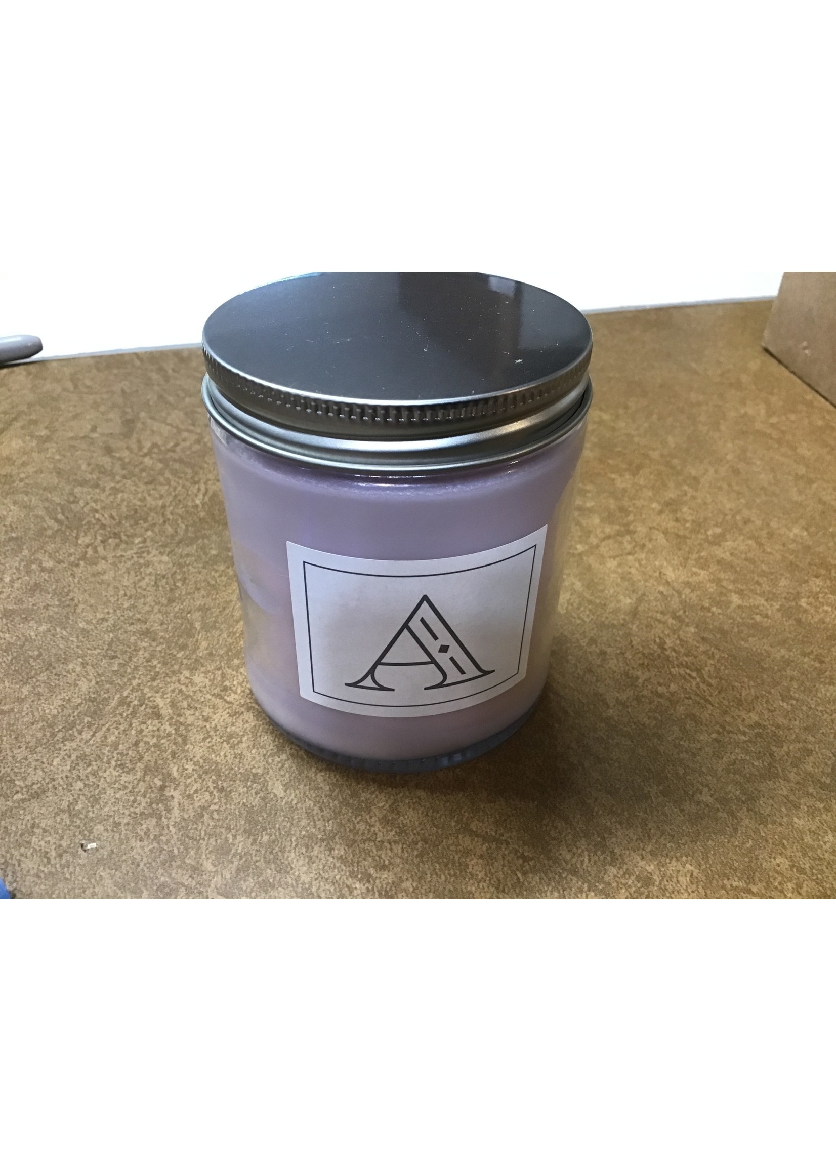 “A” monogrammed candle Rose Petal