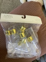 8ct String Lights Bullseye Battery operated Gold and Plastic Bulb