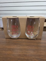 Chirstmas Wine Glasses Ho Ho Ho (Set of 2)