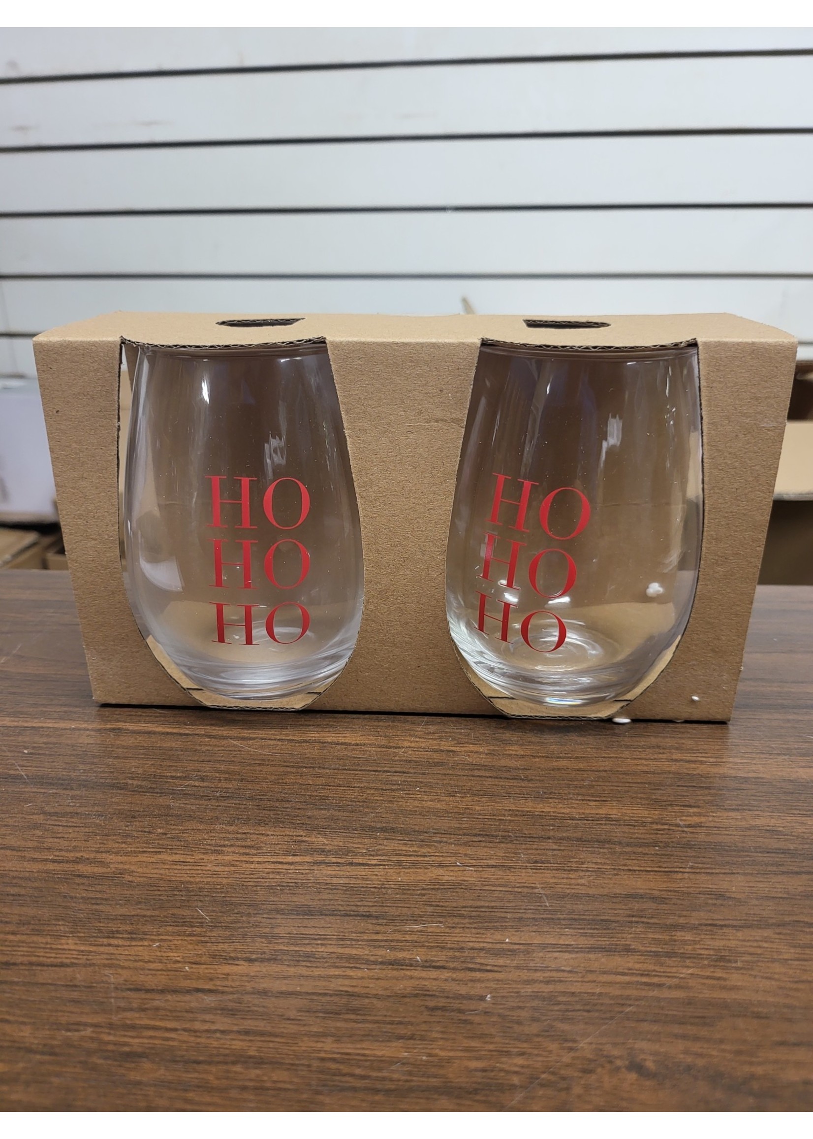 Chirstmas Wine Glasses Ho Ho Ho (Set of 2)