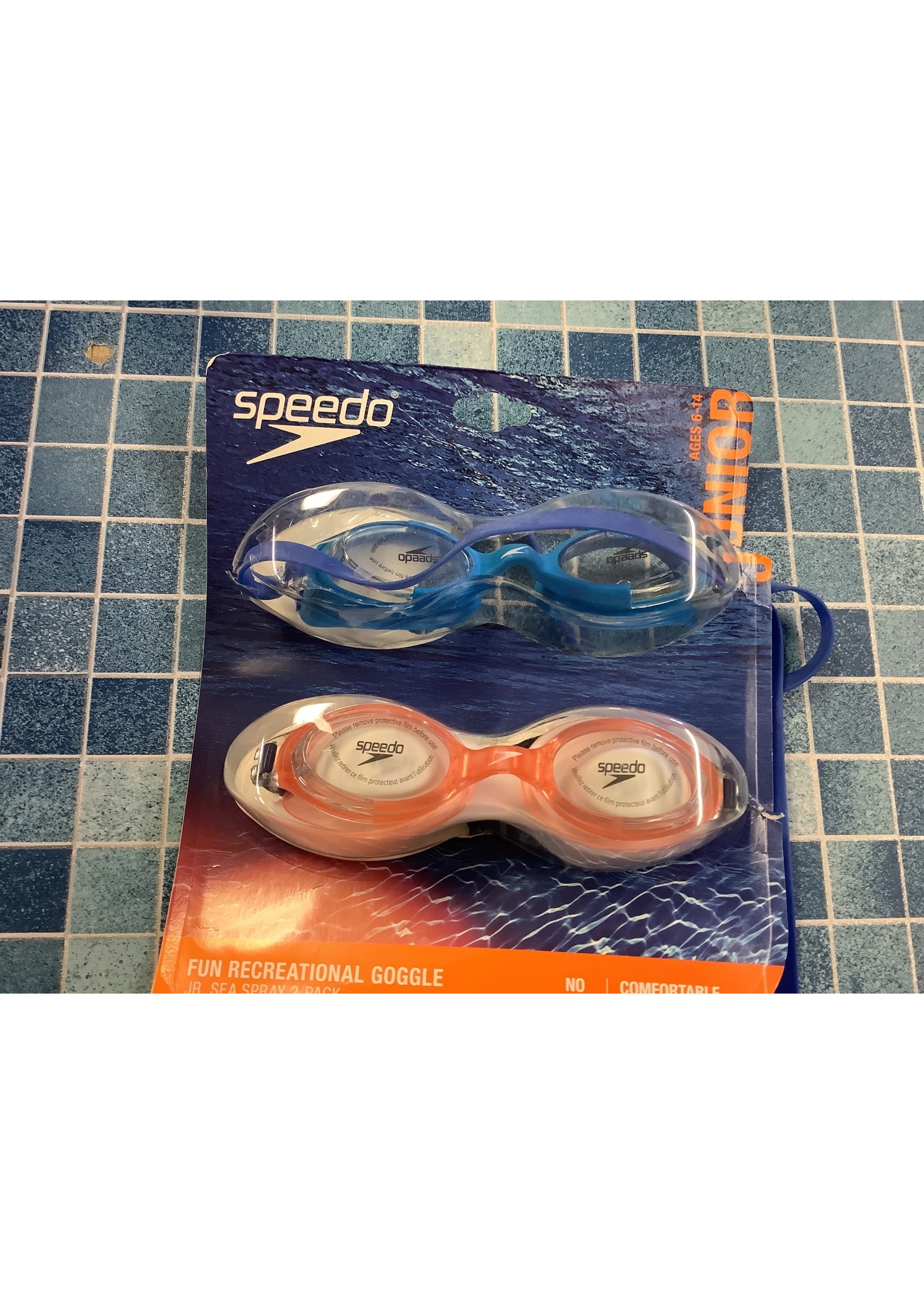 *opened*  Speedo Junior 2pk Seaspray Swim Goggles - Salmon/Blue