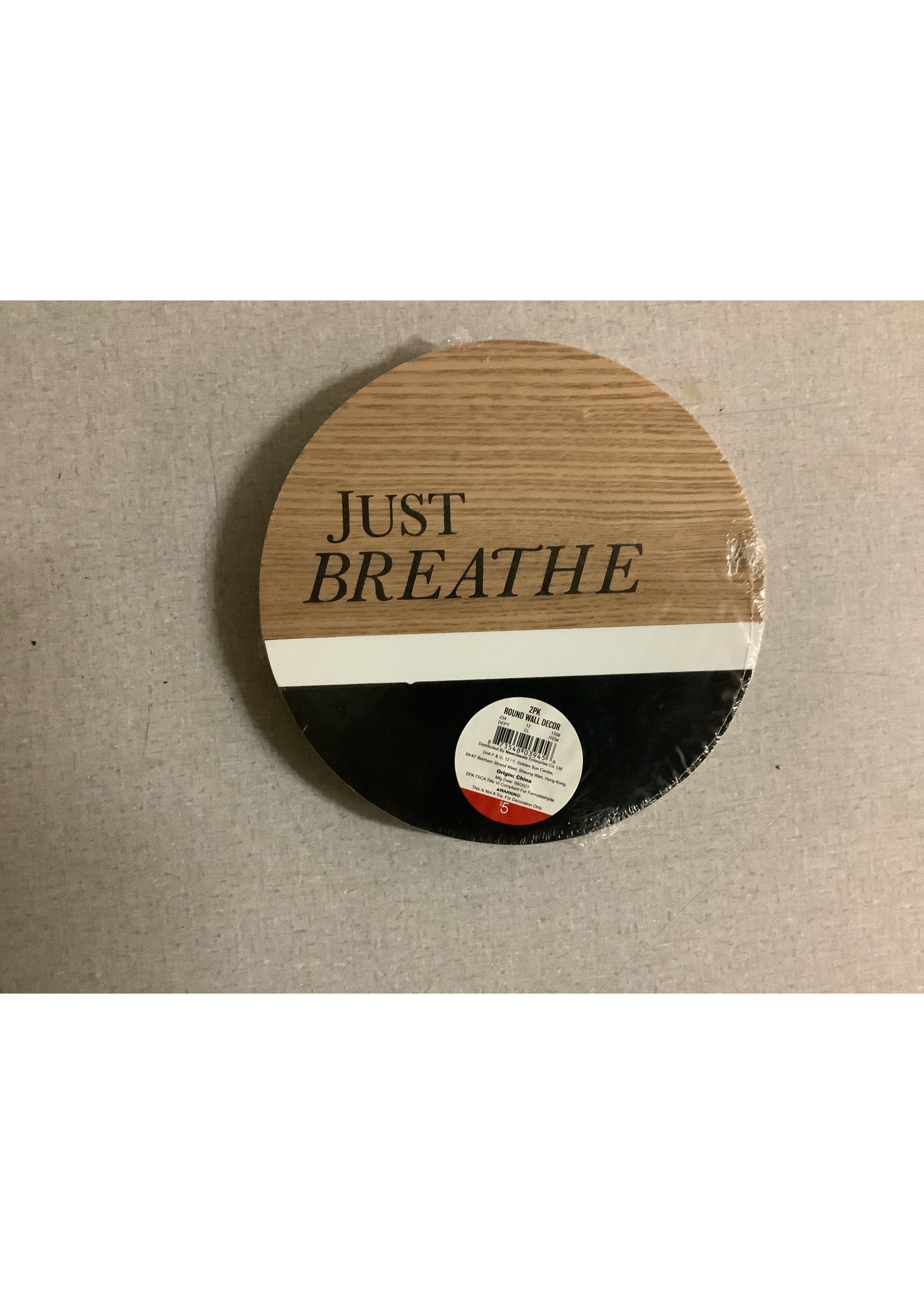 Just Breathe/ Hello Round Wall Decor 2PK