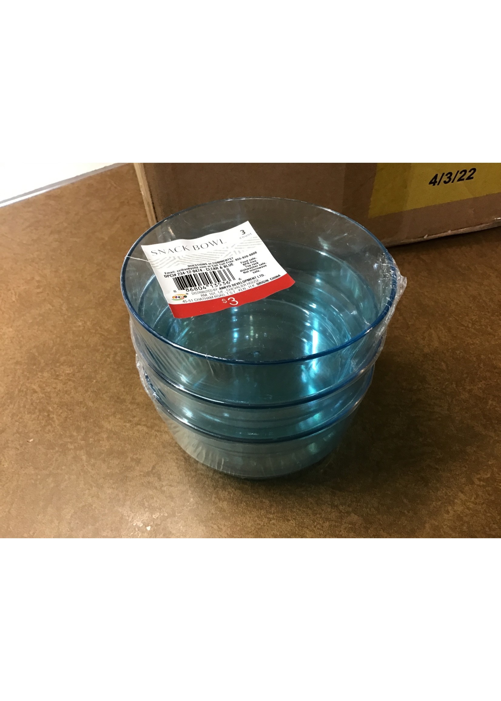 3ct Blue Snack Bowls