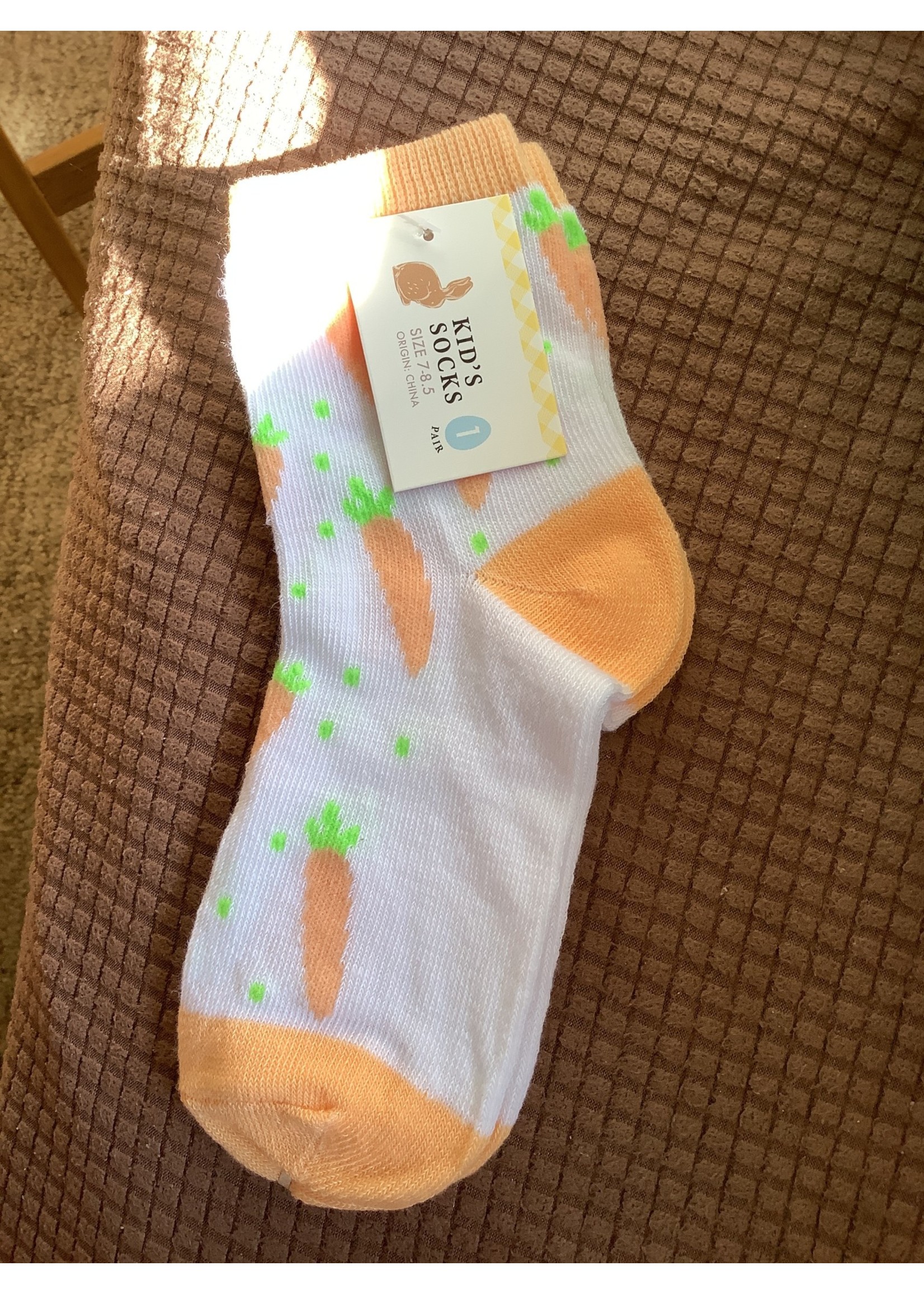 Kid’s Easter socks - Orange/white Carrots 7-8.5