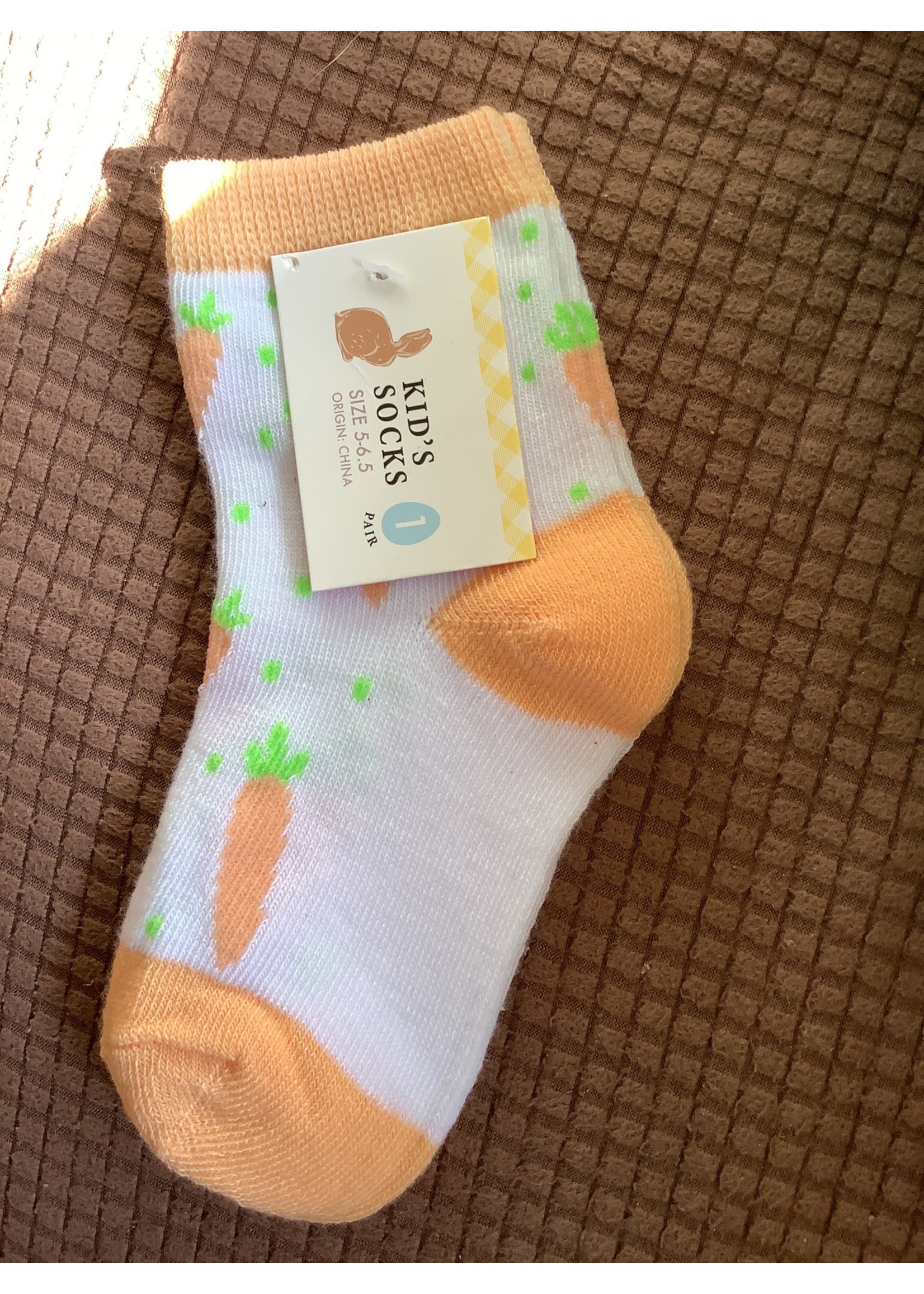 Kid’s Easter socks - Orange/white Carrots 5-6.5