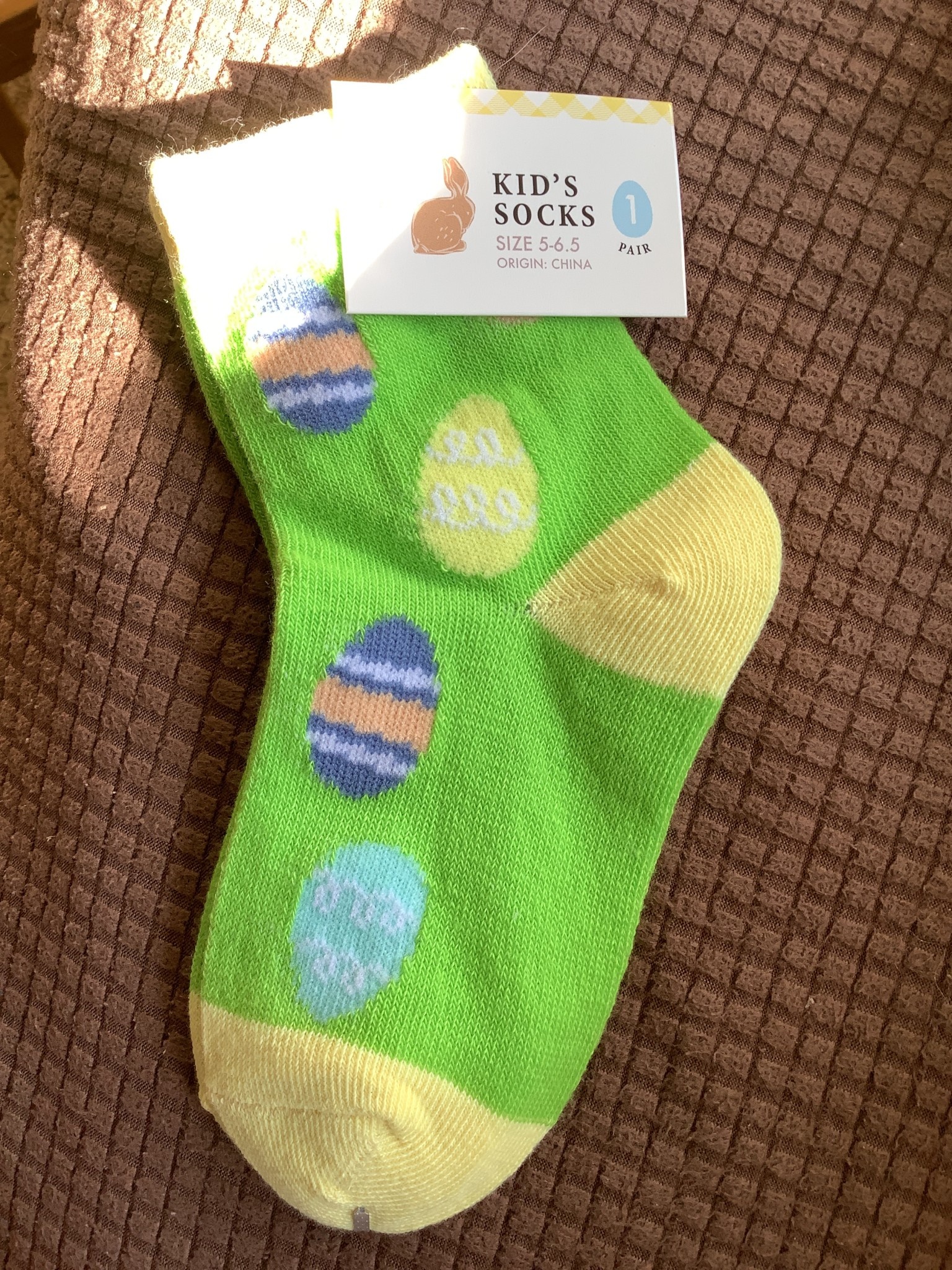 Kid?s Easter socks Green/yellow Easter eggs 56.5 D3 Surplus Outlet