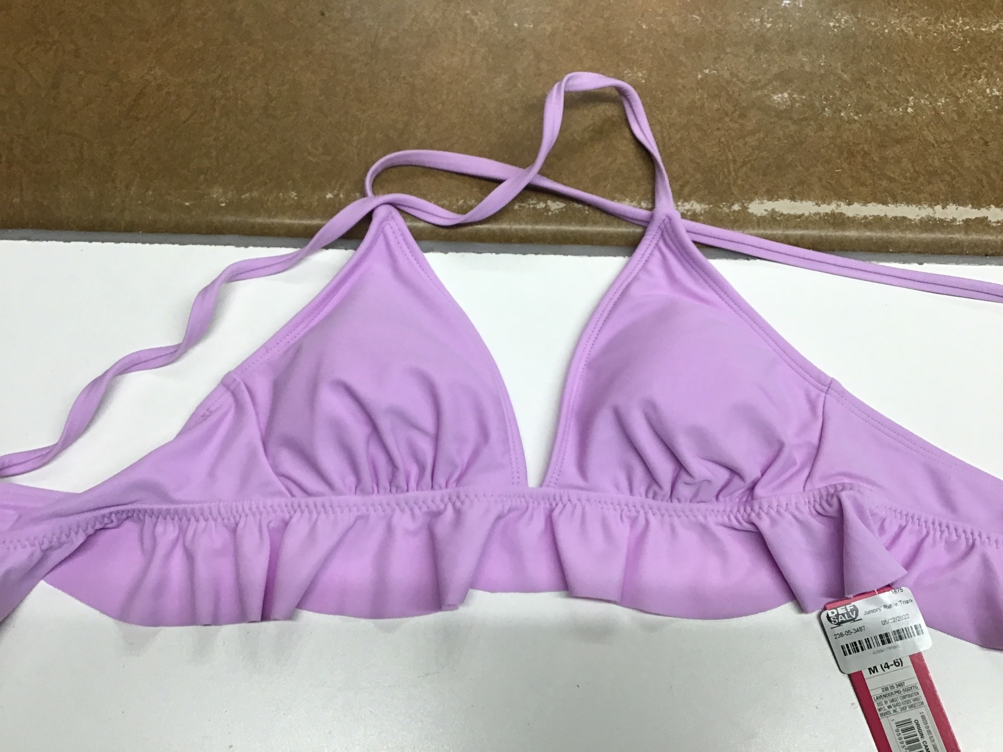 Juniors' Ruffle Triangle Bikini Top Xhilaration? Lavender M (46