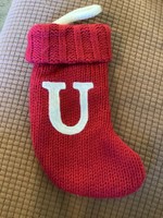 Nwot- Monogrammed Mini Stocking red  “U” Wondershop
