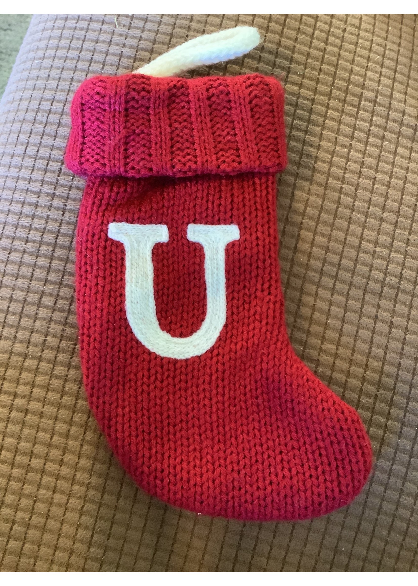 Nwot- Monogrammed Mini Stocking red  “U” Wondershop