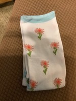 Ladies crew socks - Light blue w/ flowers 9-11 gertex
