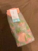 Ladies crew socks - Sheer peach w/ flowers 9-11 gertex