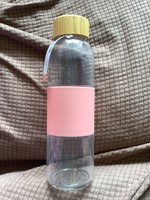 Water Bottle -glass/pink rubber