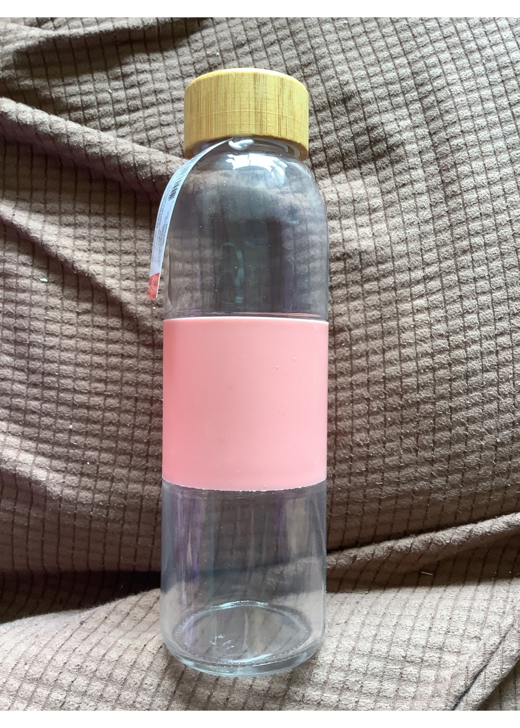 Water Bottle -glass/pink rubber