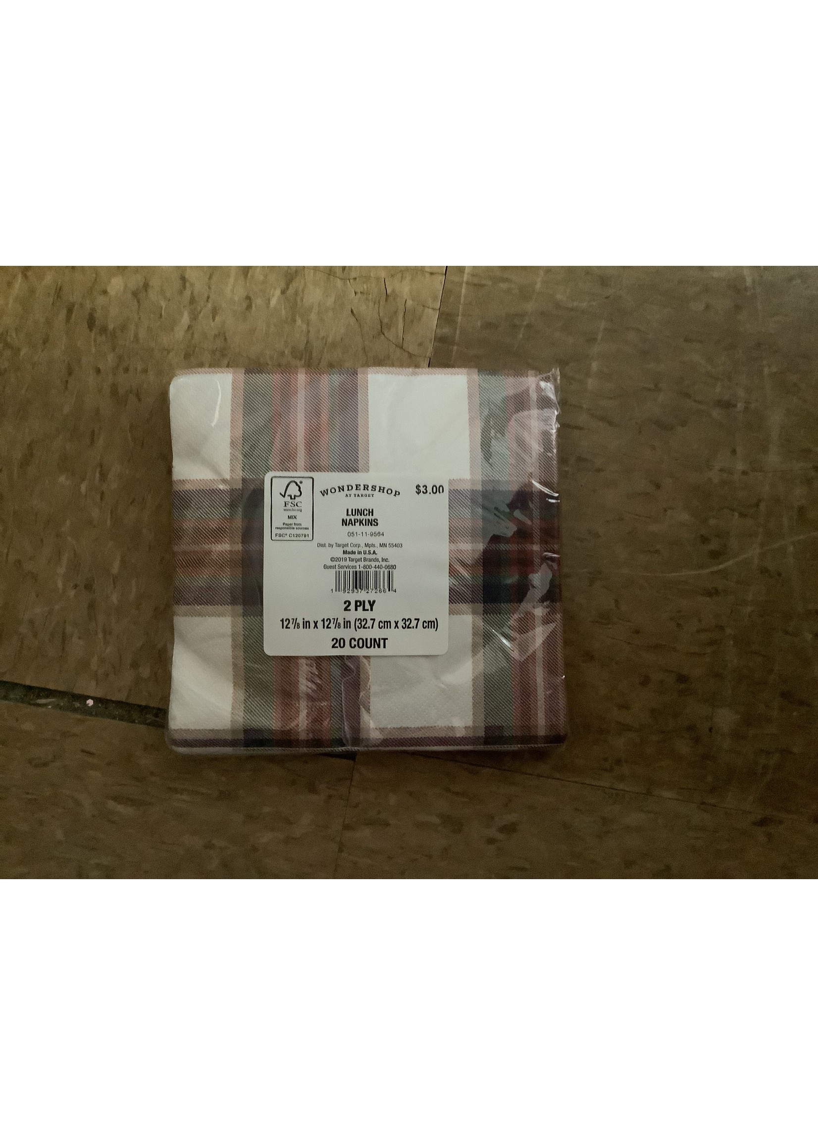 Red and green plaid napkins 20 ct