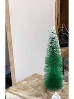 Small Green Bottle Brush Tree With Snow