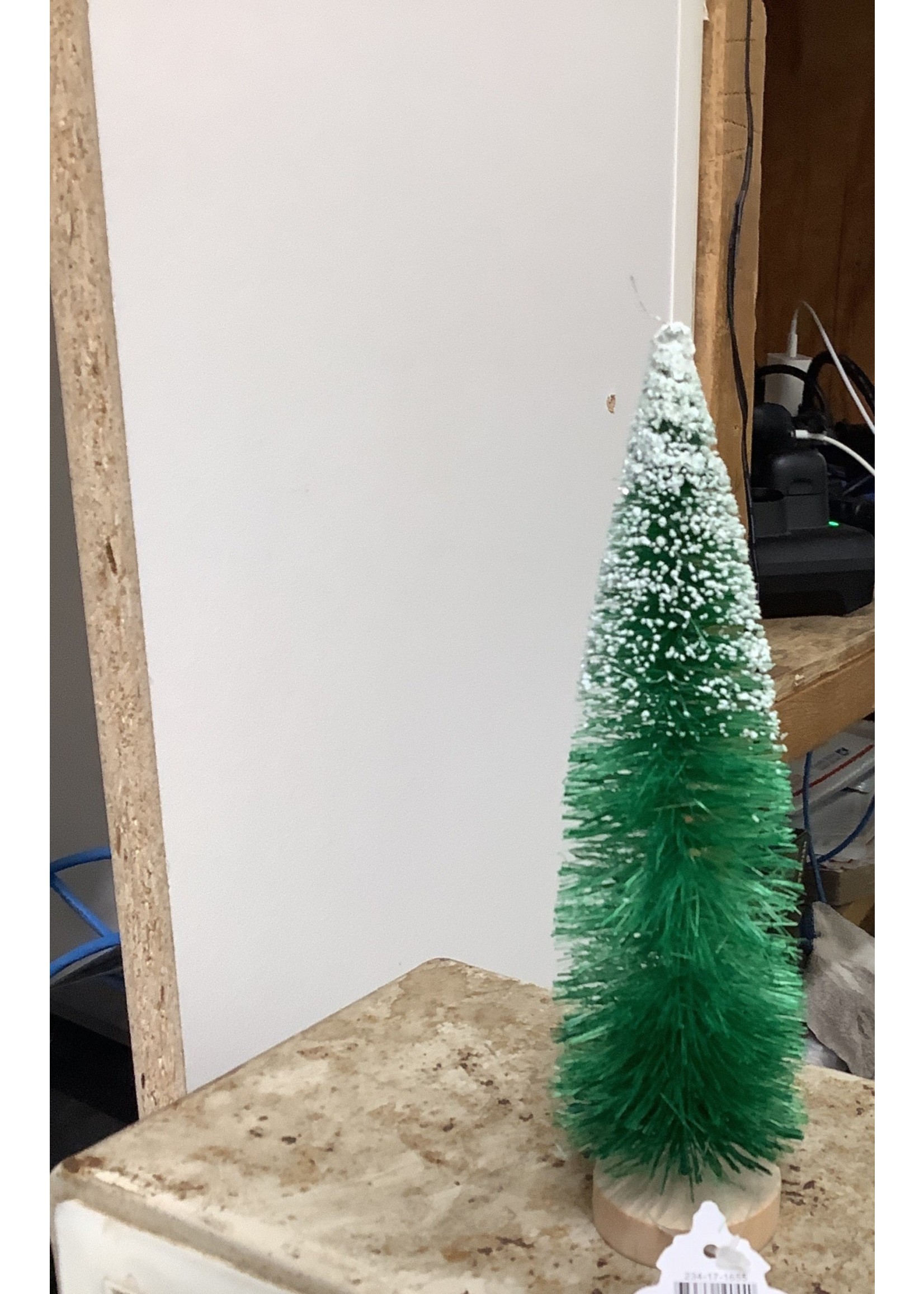 Small Green Bottle Brush Tree With Snow