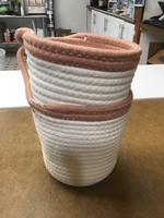 2ct Hanging Rope Baskets Cream/pink(rose)