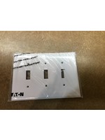 EATON Wiring 2141W 3-Gang Standard White Toggle Plate *no hardware*