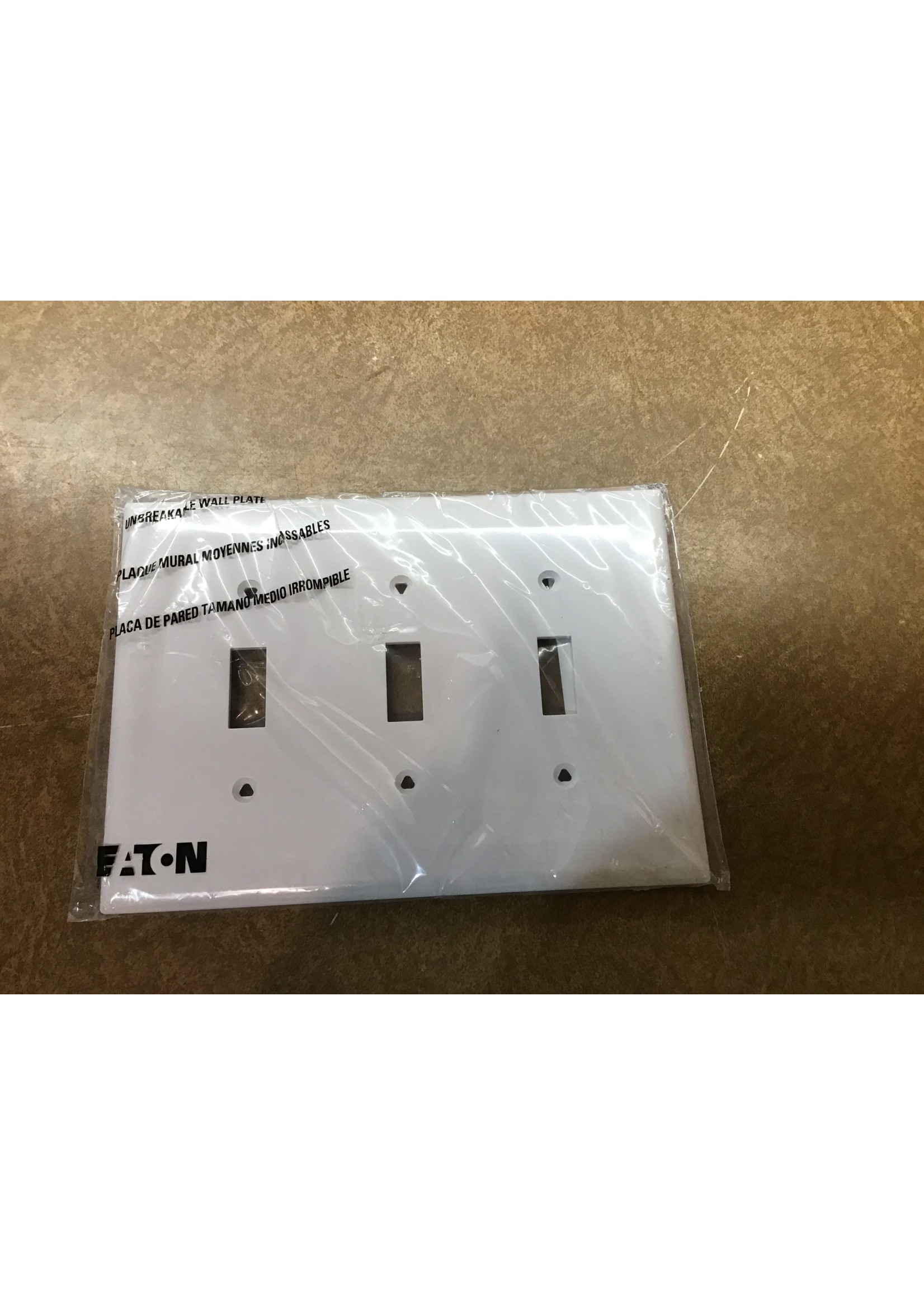 EATON Wiring 2141W 3-Gang Standard White Toggle Plate *no hardware*