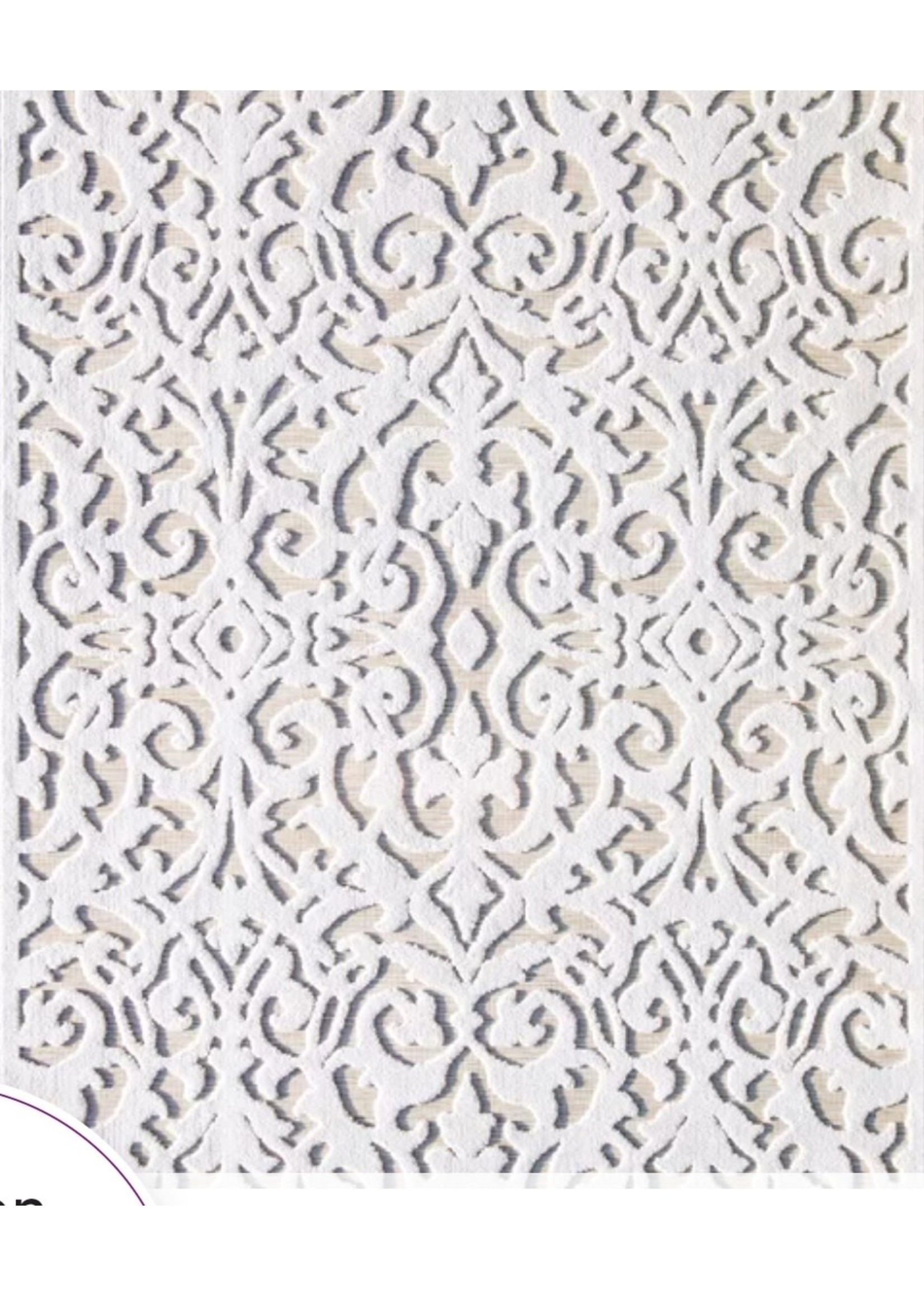 Damask Indoor / Outdoor Area Rug in Natural Driftwood 93”x130”