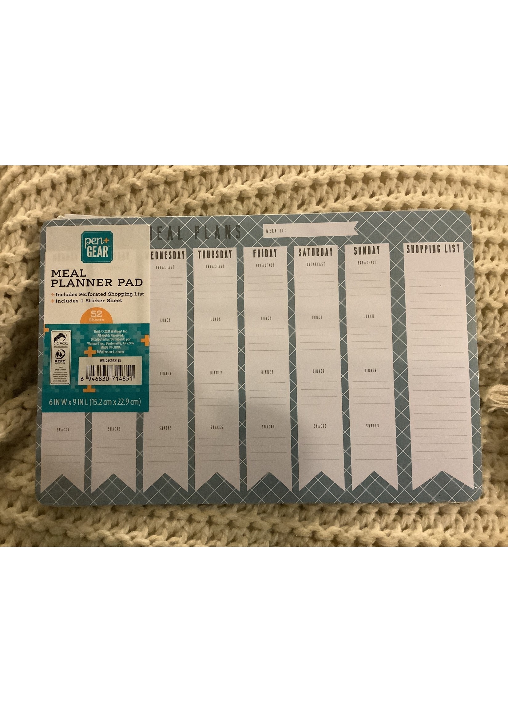 Meal Planner Pad - Pen + Gear 6”x9” 52 sheets
