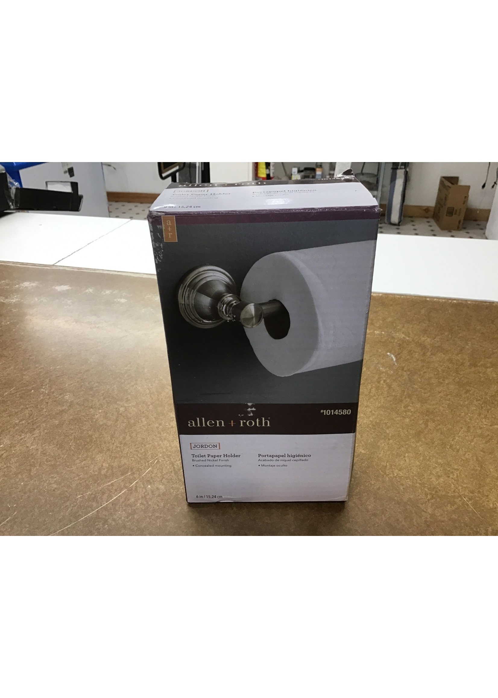 *open box-missing setscrew* allen + roth  Jordon Brushed Nickel Wall Mount Single Post Toilet Paper Holder