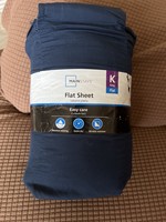 *open- Mainstays 300 thread ct King Flat Sheet Navy