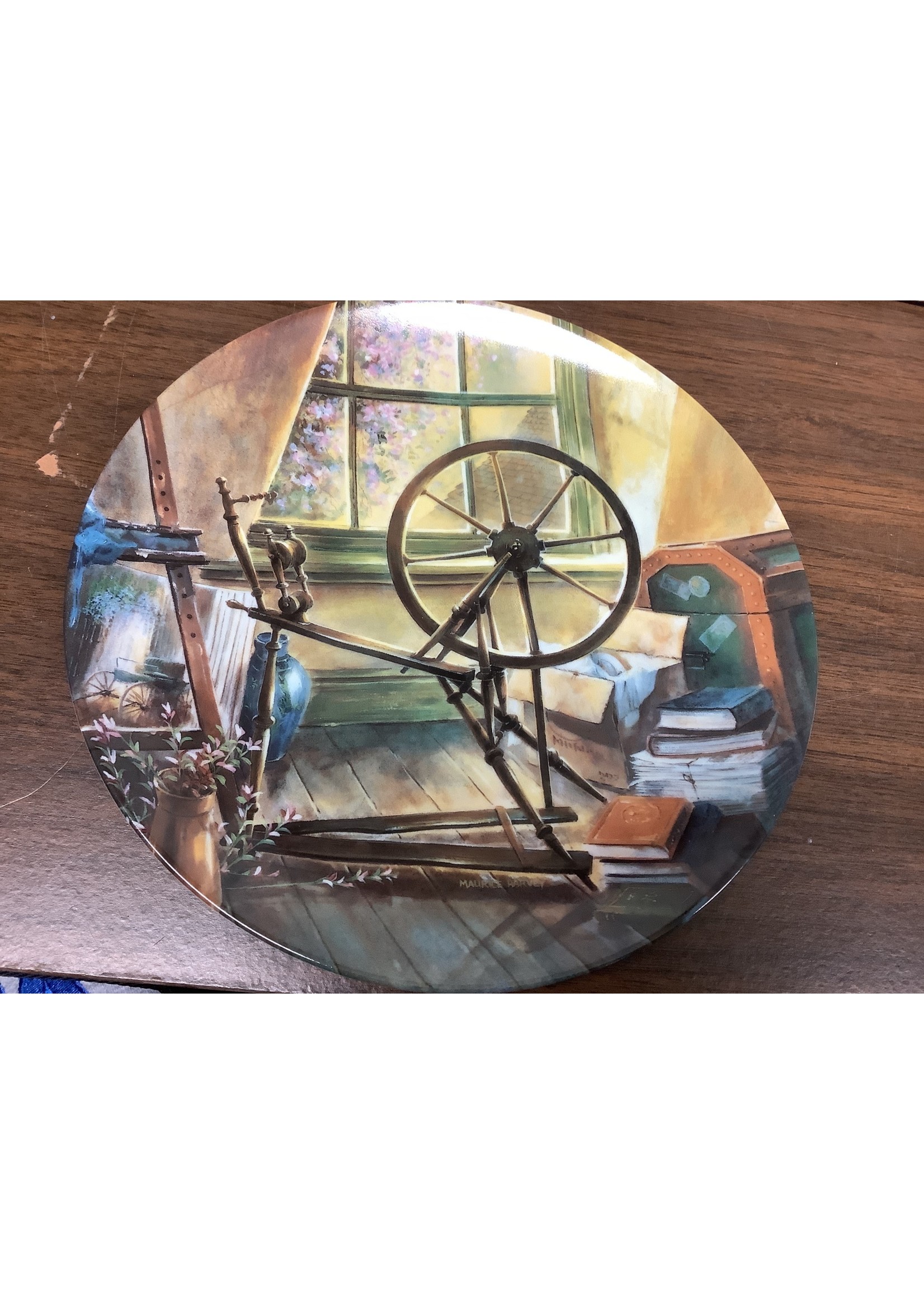 The Bradford Exchange Collectors Plate (1990) “The Antique Spinning Wheel” Bradex-Nr. 84-G20-18.8