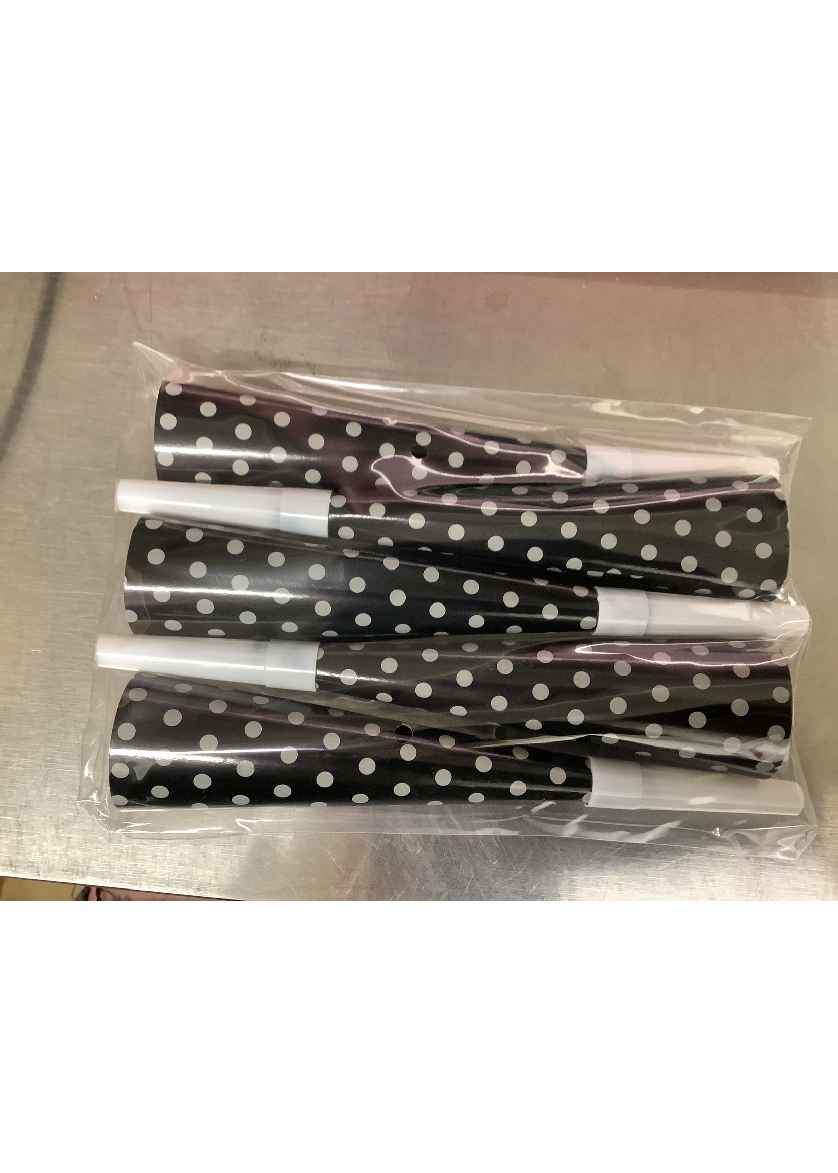 Black And White Polka Dot Party Blowers 5pk
