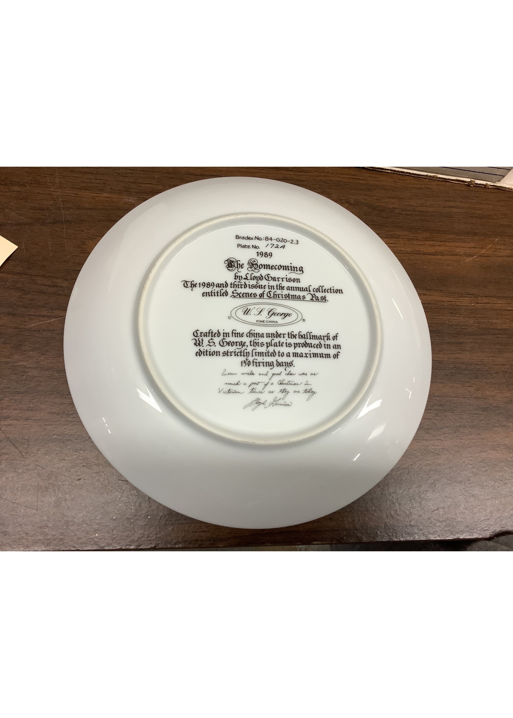 The Bradford Exchange Collectors Plate (1989) “ The Homecoming” Bradex-No. 84-G20-2.3