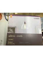 Allen +Roth pendant faux wood finished clear seeded glass light* missing glass cover*