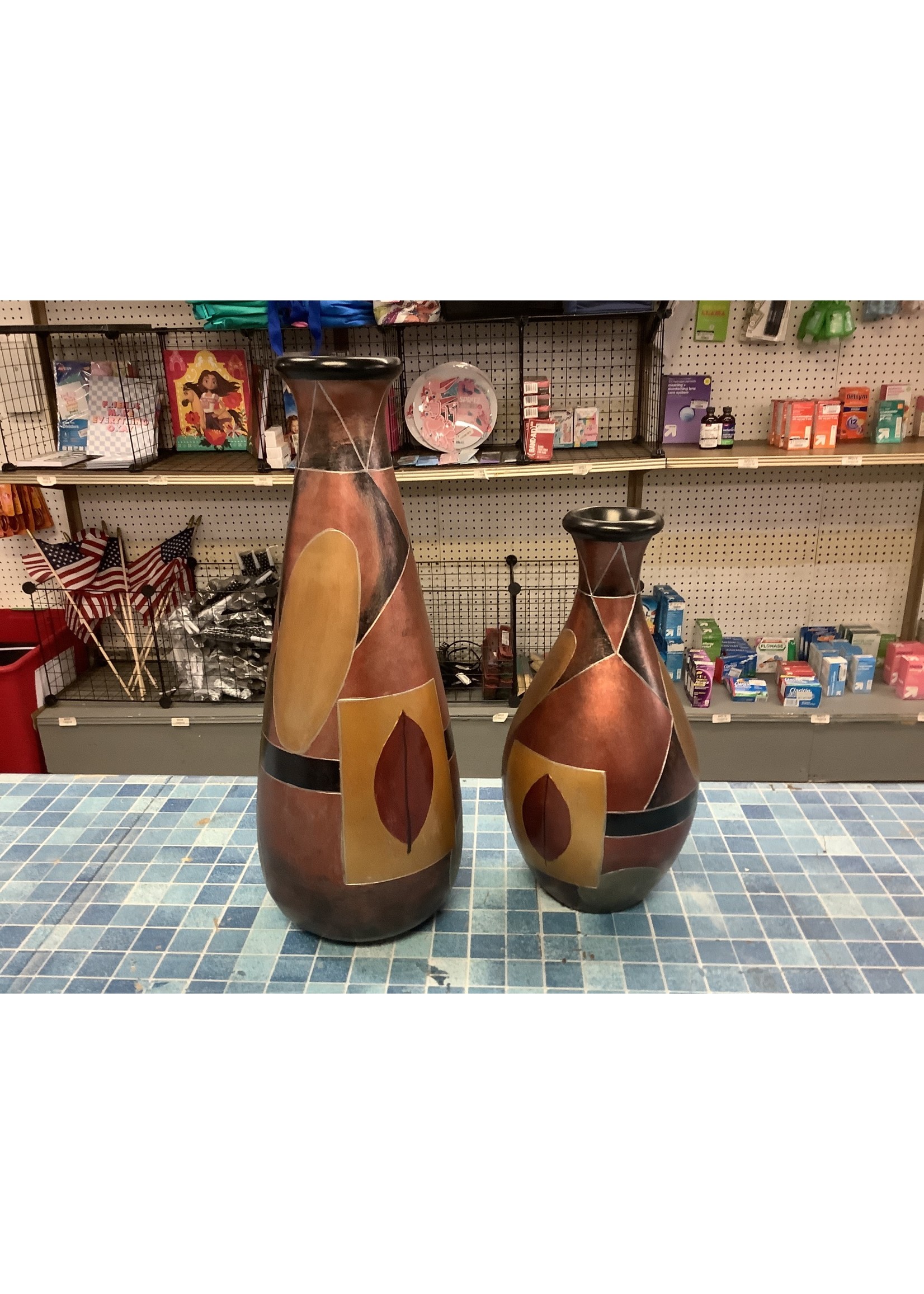 Pair of Decorative Vases 15.5”x5.5” & 11.5”x5.5”