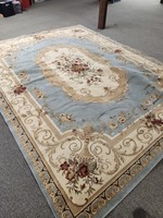 *Used, some small edge frays 11' 9" x 8' 9" Uniqueloom Classic Aubusson Jute Light Blue Flower Area Rug