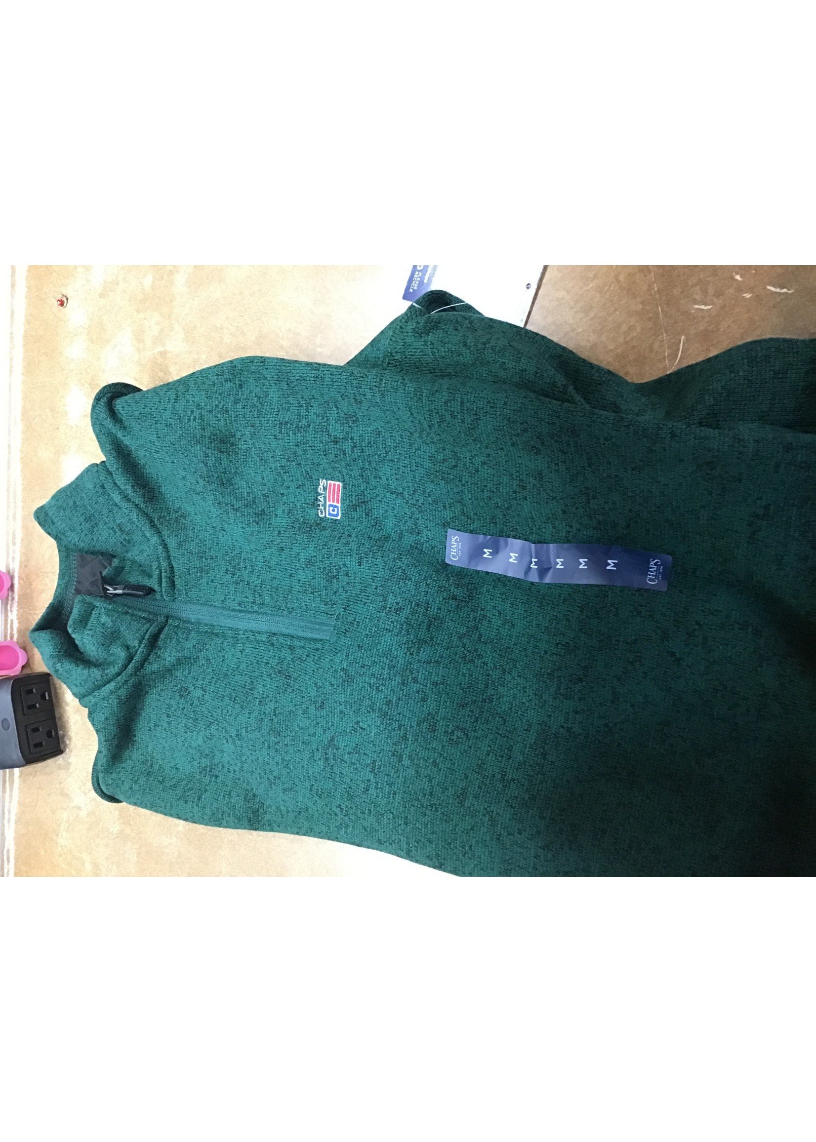 Chaps Green Quarter Zipper Crewneck Medium