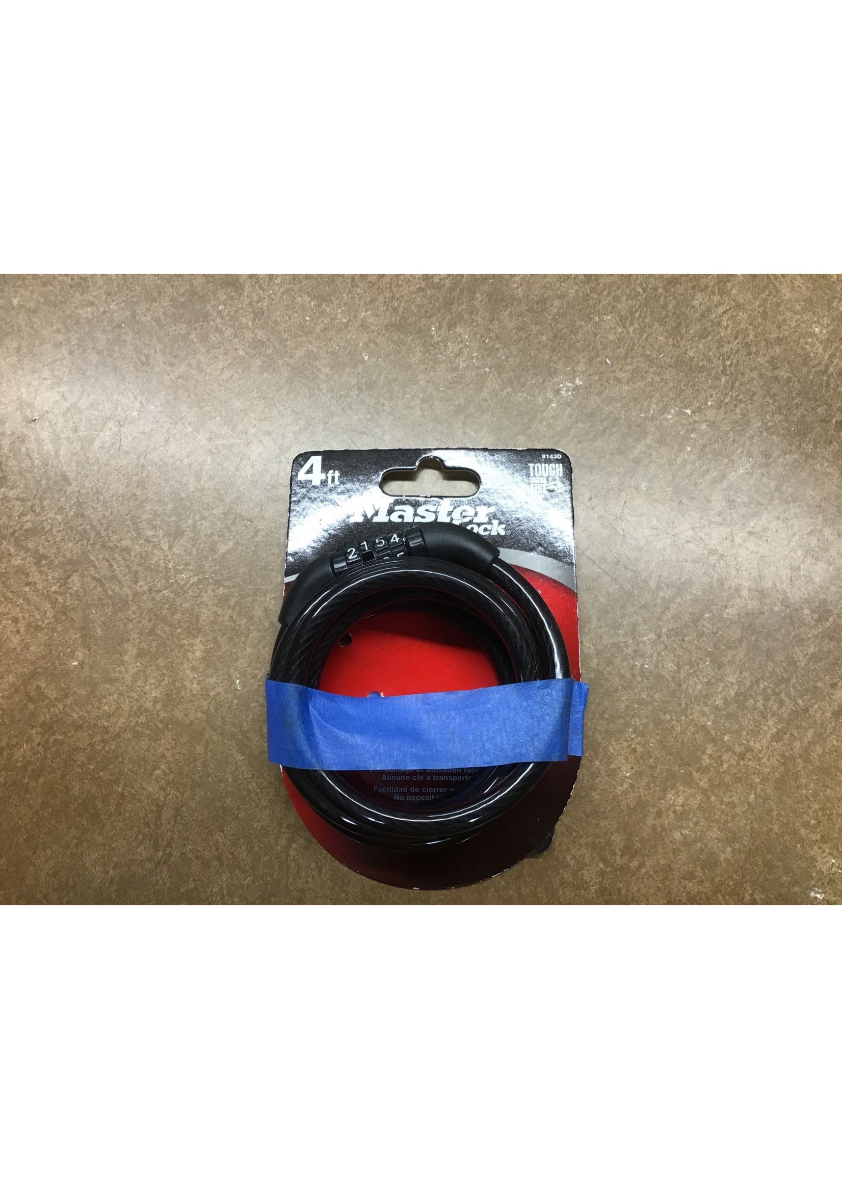 *open package* Master Lock Combination Barrel & Cable Padlock, 4' x 8 mm